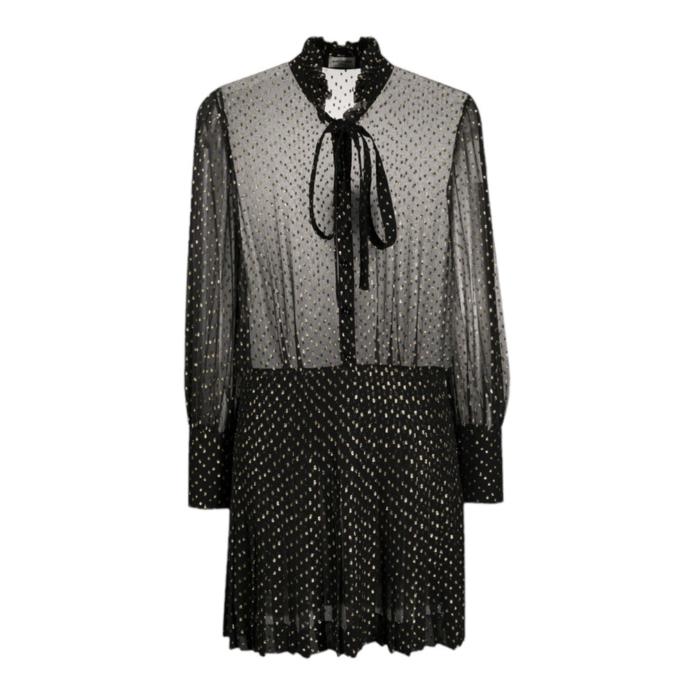 SAINT LAURENT Semi-Sheer Pleated Dress